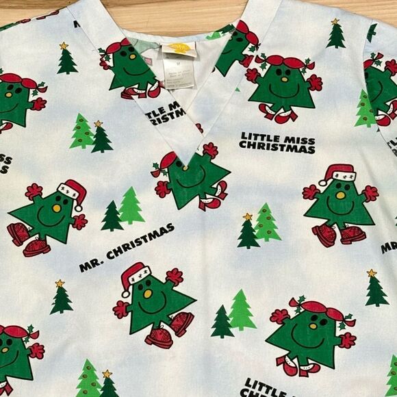 Vintage Little Miss Mr. Christmas Scrub Top Women’s Medium - Picture 2 of 5